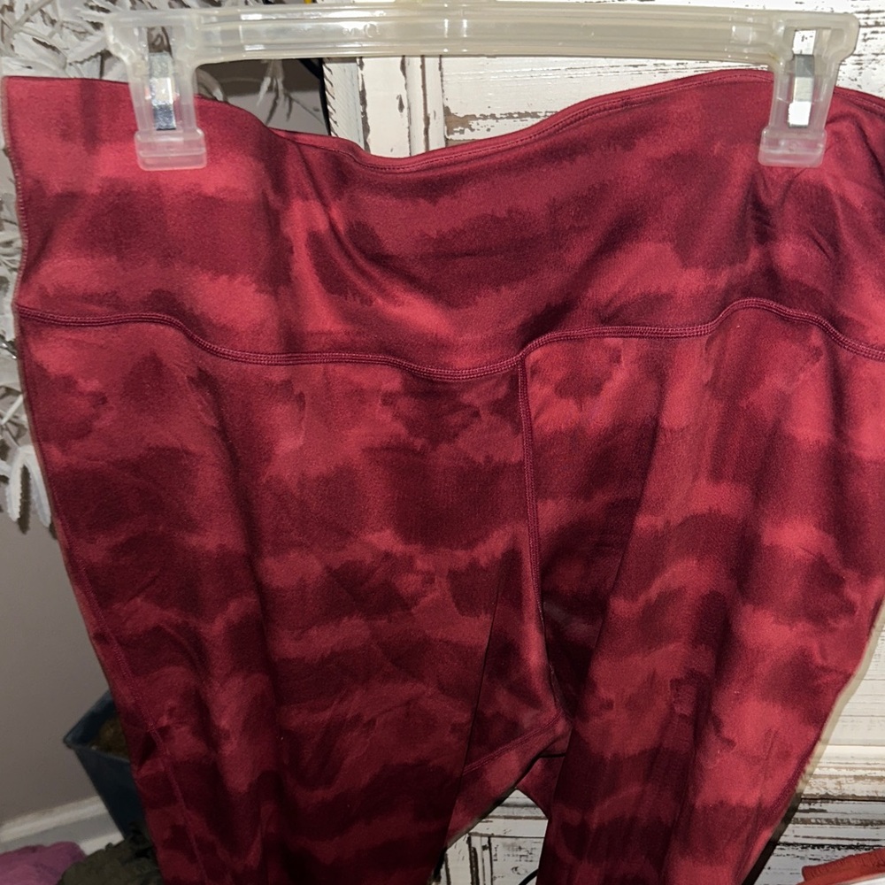NWOt Ideology Deep Red leggings 3x full length thick waistband pocket - Picture 5 of 5